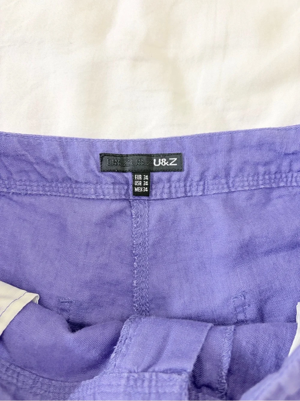 H&M U&Z Linen Pants Size 34 US 2 Purple Low Rise Wide Leg Y2K Boho Coastal